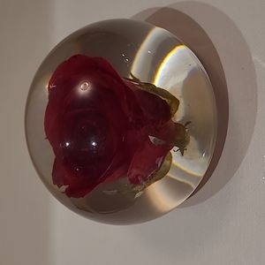 TARAX Infinity paperweight red rose handcrafted  made in Canada
